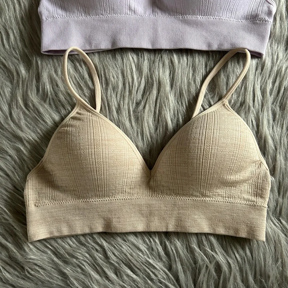 Wonder Nation Ribbed‎ Bras Girls Size 32 Bra Bundle Lot Of 2 Purple Beige Padded